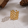 304 Stainless Steel Mesh Shape Statement Cuff Open Rings for Women IZ9606-3