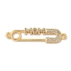 Mother's Day Brass Micro Pave Clear Cubic Zirconia Connector Charms KK-K378-14G-1