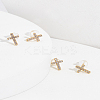 2 Pairs Brass Micro Pave Clear Cubic Zirconia Stud Earrings for Women EJEW-LP0001-57G-3