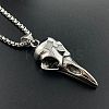 Stylish 304 Stainless Steel Gothic Raven Head Pendant Necklaces for Fashionable Men BB1837-1