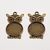 Owl Tibetan Style Alloy Pendant Cabochon Settings PALLOY-K109-86AB-NR-1