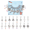 16Pcs 8 Style Chinese Knot Alloy Pendant Stitch Markers HJEW-NB00044-1