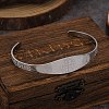Religion Saint Benedict 201 Stainless Steel Cuff Bangles for Women BJEW-K301-01P-1
