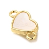 Brass Pave Shell Heart Connector Charms KK-R002-28G-2