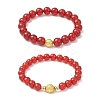 Natural Carnelian Stretch Bracelets for Couple BJEW-JB12177-2