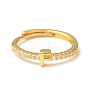 Clear Cubic Zirconia Initial Letter Adjustable Ring RJEW-C052-01G-F-2