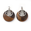 Natural Tiger Eye Pendants KK-F751-K-A14-2