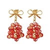 Christmas Bell Brass Dangle Stud Earrings EJEW-MZ00495-01-2