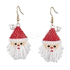 Glass Seed Beads Santa Claus Dangle Earrings EJEW-MZ00508-2