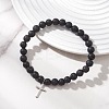 Natural Lava Rock Beads Stretch Bracelets BJEW-JB13252-01-1