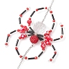 Spider Glass Beaded Hanging Ornaments HJEW-TA00172-02-4