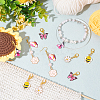 Alloy Enamel Bee & Flower & Butterfly Charm Locking Stitch Markers HJEW-PH01786-5
