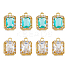 8Pcs 2 Colors Octagon Rectangle Brass Micro Pave Cubic Zirconia Charms KK-DC0002-81-1