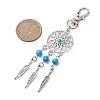Woven Net/Web with Feather Alloy Pendant Decorations HJEW-JM02138-3
