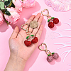 Alloy Polymer Clay Cherry Pendant Decorations HJEW-YW00142-01-5
