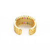 Brass Micro Pave Cubic Zirconia Cuff Rings for Women RJEW-T016-37G-01-2