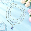 Natural Amethyst Double Terminated Pointed Bullet Pendant 304 Stainless Steel & Brass Chain 3 Layer Necklaces for Women NJEW-JN05477-01-1