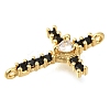 Brass Pave Black & Clear Cubic Zirconia Connector Charms KK-M101-02A-G01-2
