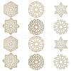 12Pcs 6 Styles Wood Cup Mats AJEW-CJ0001-37-9