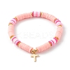 Polymer Clay Heishi Beads Stretch Bracelets Sets for Valentine's Day BJEW-JB06298-03-2
