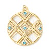 Rack Plating Brass Micro Pave Clear & Cyan Cubic Zirconia Pendants LS-KK-D073-14G-1