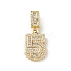 Brass Clear Cubic Zirconia European Dangle Charms KK-R003-01G-05-2
