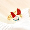 Brass Enamel Cuff Open Rings for Women RJEW-F184-10B-G-4