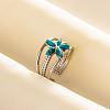 304 Stainless Steel Flower Cuff Rings WH9227-1-1