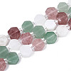 Natural Strawberry Quartz & Rainbow Moonstone & Green Aventurine Beads Strands G-T144-17A-02-4