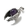 Natural Amethyst Round Pendants G-K339-03AS-09-2