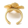 Flower Rack Plating Brass Cuff Rings for Women RJEW-G323-07G-3