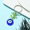 Flat Round with Evil Eye Lampwork Pendant Keychain KEYC-JKC00647-3