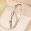 304 Stainless Steel & Crystal Rhinestone Hinged Bangles for Women WG2CEEC-02-1