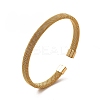 304 Stainless Steel Flat Mesh Chain Shape Open Cuff Bangle for Women BJEW-C033-09G-1