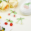 8Pcs 4 Styles Cherry Glass Pendant Decorations HJEW-HS0001-04-5