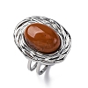 Oval Natural Red Jasper Finger Rings RJEW-M063-01P-12-4