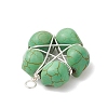 Halloween Dyed Synthetic Turquoise Skull Beaded Pendants PALLOY-TA00297-04-4