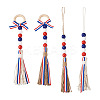 4Pcs 2 Style Independence Day Theme Hemp Rope Tassels Pendant Decorations HJEW-CF0001-19-1