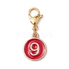 Flat Round with Number 0~9 Alloy Enamel Pendant Decorations HJEW-JM03116-4