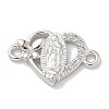 Rack Plating Brass Micro Pave Clear Cubic Zirconia Religion Heart Virgin Mary Connector Charms KK-L224-099P-01-1