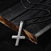 304 Stainless Steel Christian Upside Down Cross Pendant Box Chain Necklaces NJEW-NH0001-07EB-1