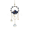 Natural Lapis Lazuli & Dyed Natural Quartz Crystal with Glass Pendant Decorations HJEW-TA00123-02-1