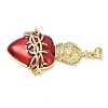 Brass Cubic Zirconia & Enamel Pendants KK-L253-24G-04-2