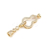 Brass Micro Pave Clear Cubic Zirconia Fold Over Clasps KK-U059-58G-1