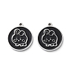 304 Stainless Steel Black Enamel Charms STAS-M102-17P-03-1