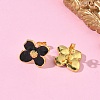 Flower Brass Enamel Stud Earrings EJEW-P341-03G-5