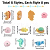 64Pcs 8 Styles Opaque Resin Sea Animals Cabochons CRES-SC0002-63-2