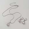 Teardrop Brass & Cubic Zirconia Pendant Necklaces & Hoop Earrings Jewelry Set for Women SJEW-WH0008-05P-01-1