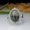 Oval Zinc Alloy Natural Labradorite Finger Rings WG970F5-01-4