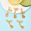 5Pcs Giraffe Alloy Enamel Pendant Decoration HJEW-YW00094-01-1